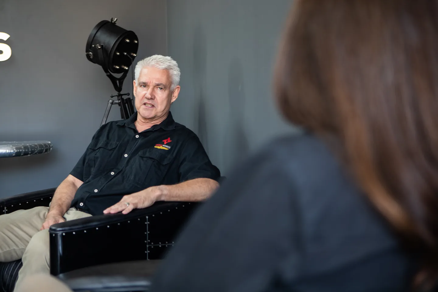 A conversation at the Aerial Works office